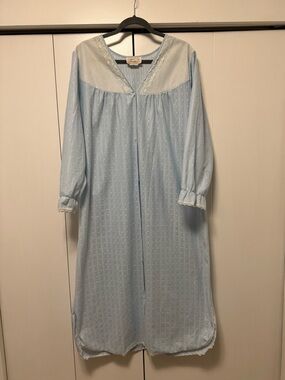 Vintage 80s Fundamentals Sears Blue Long Sleeve Button Front Nightgown M Canada
